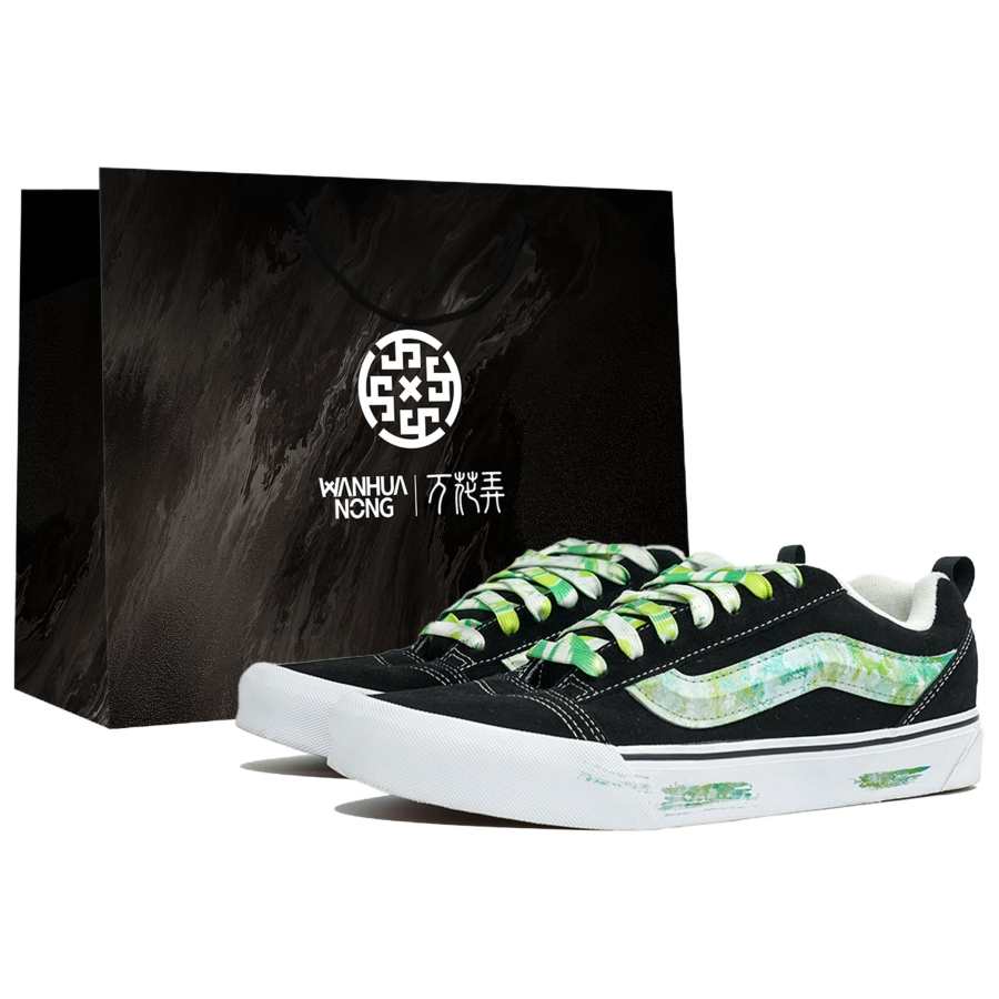 Vans Knu Skool Kaleidoscope, A Touch Of Turquoise, Shopping Bag Low top Skateboard Shoes Unisex Black White Green