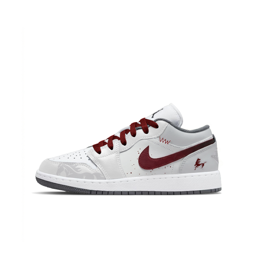 Jordan Jordan Air Jordan 1 Lemon Joy Abrasion Resistant Low top Children's Basketball Shoes Light Gray Unisex