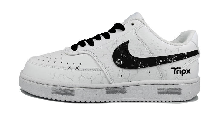 Nike Nike Court Vision 1 Synthetic Leather Breathable Low top Skateboard Shoes Women's Black White