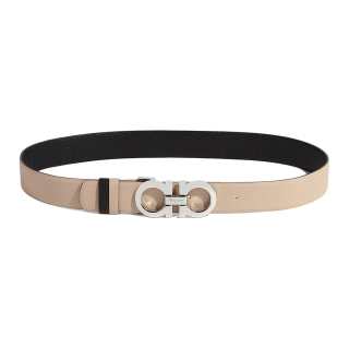 FERRAGAMO Cow Leather Belts Women's Apricot Width 3.5cm