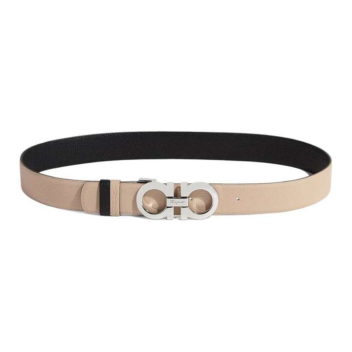 Ferragamo FERRAGAMO Cow Leather Belts Women's Apricot Width 3.5cm