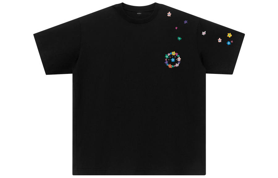 YALU T Shirts Unisex Black Crew Neck Moderate Straight Fit