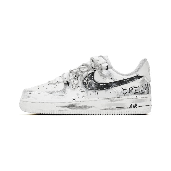Nike Nike Air Force 1 Nightmare Phantom Wear resistant And Lightweight Low Top Skateboard Shoes Men's Black White