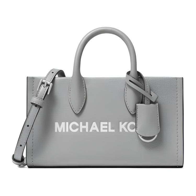 MICHAEL KORS Mirella Cow Leather With Artificial Leather Handbag Small Women's Pearl Gray