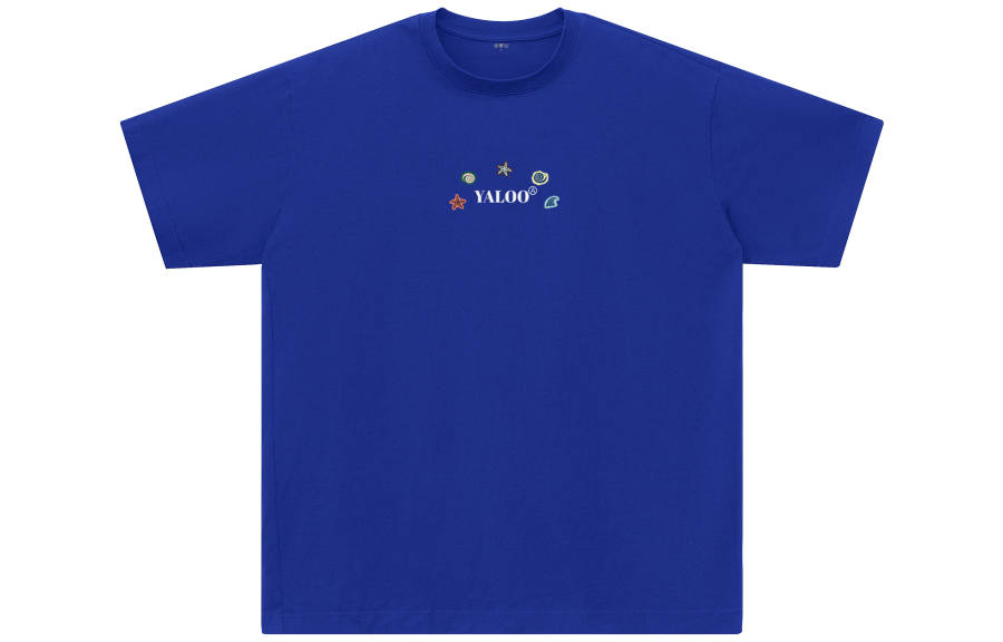 YALU T Shirts Unisex Klein Blue Crew Neck Moderate Straight Fit