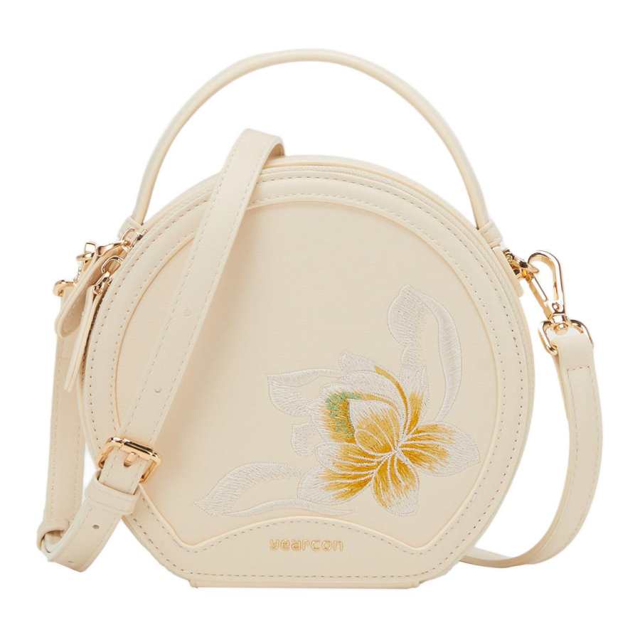 YEARCON Synthetic Leather Shoulder Bag, Crossbody Bag, Handbag Women's Ecru