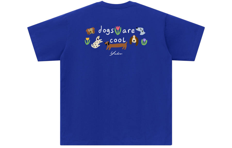 YALU T Shirts Unisex Klein Blue Crew Neck Moderate Straight Fit