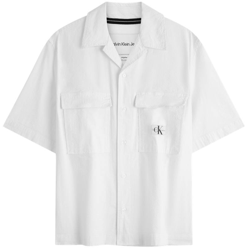 Calvin Klein Logo-patch Seersucker Shirt