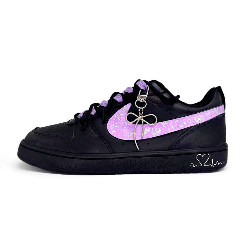Nike Nike Court Borough Purple Dream Heartbeat Synthetic Leather Low top Skateboard Shoes Unisex Black