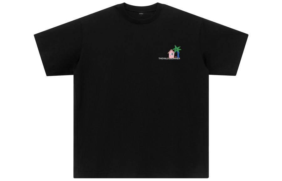 YALU T Shirts Unisex Black Crew Neck Moderate Straight Fit