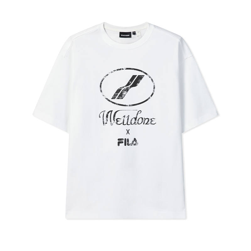 FILA x WE11DONE T Shirt Unisex Obsidian White