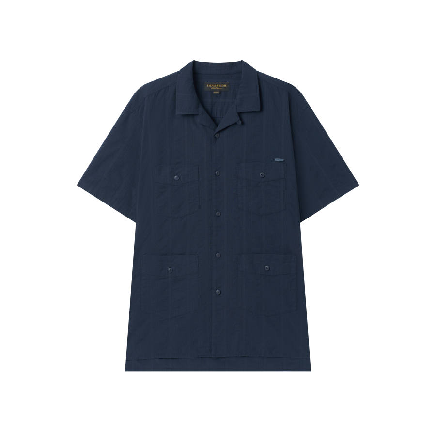 Teenie Weenie Men Shirts Unisex Navy Blue Lapel Moderate