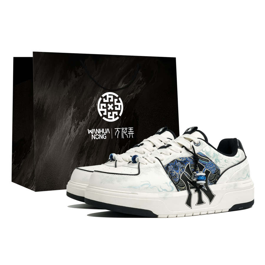 MLB Chunky Liner Kaleidoscope, Lanhu, Shopping Bag Abrasion Resistant Low top Skateboard Shoes Unisex Black White