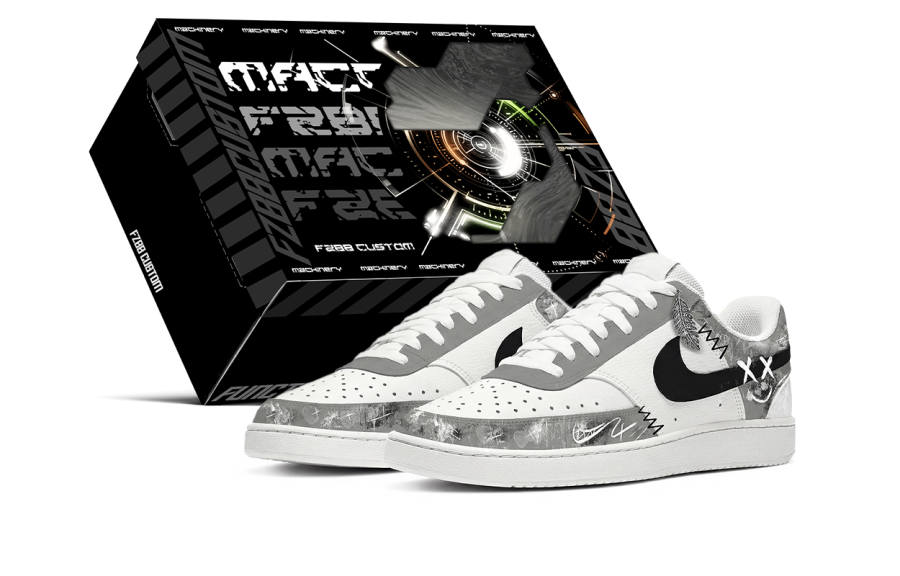 Nike Nike Court Vision Xingji Mystery Box Slip Resistant Abrasion Resistant Low top Skateboard Shoes Men's Gray White Black