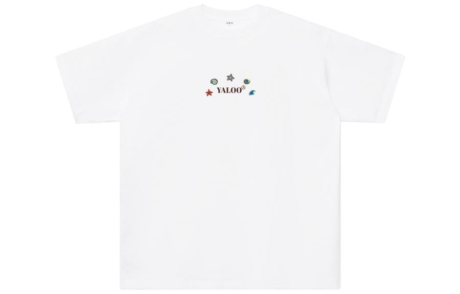 YALU T Shirts Unisex White Crew Neck Moderate Straight Fit