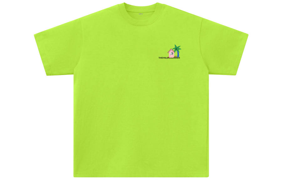 YALU T Shirts Unisex Neon Green Crew Neck Moderate Straight Fit