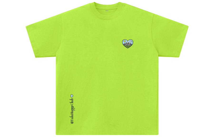 YALU T Shirts Unisex Neon Green Crew Neck Moderate Straight Fit