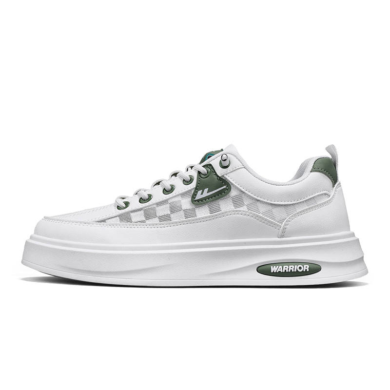 Warrior Coverage, Balance, Abrasion Resistant, Lightweight, Breathable Low top Skateboard Shoes Men's White Green