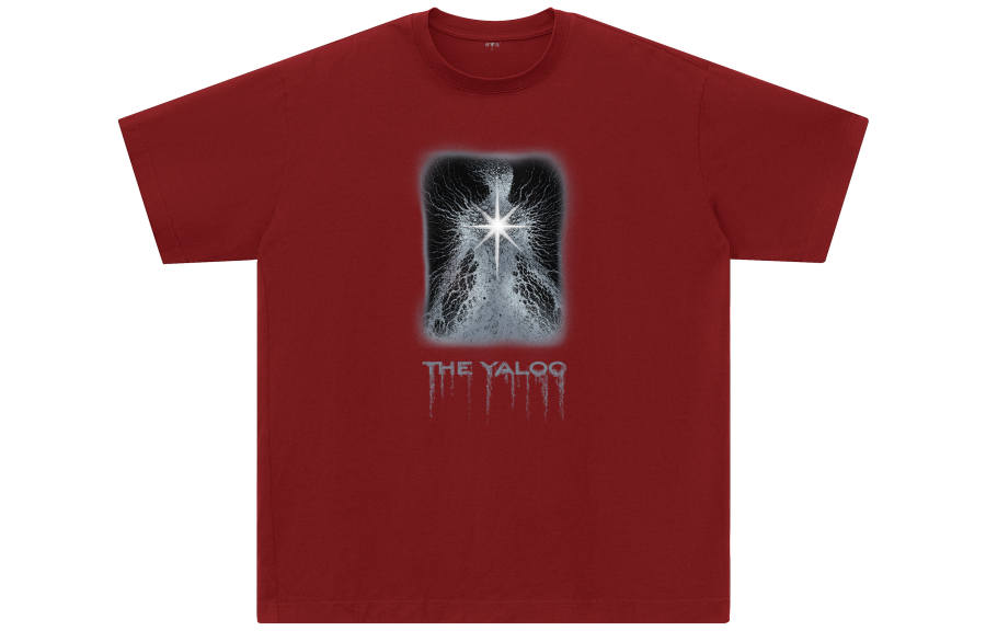 YALU T Shirts Unisex Burgundy Crew Neck Moderate Straight Fit