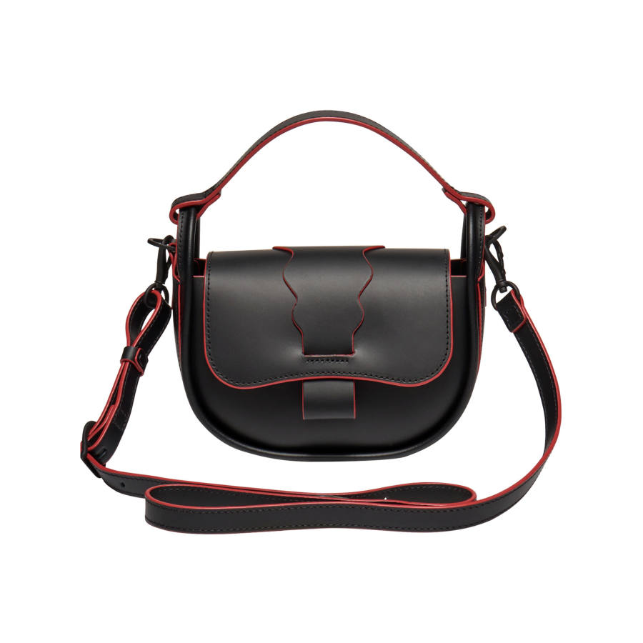 Onitsuka Tiger Split Cow Leather Handbag Small Unisex Black