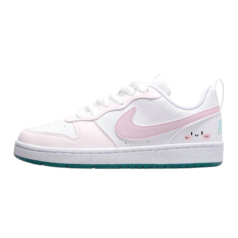 Nike Nike Court Borough Synthetic Leather Slip Resistant Abrasion Resistant Low top Skateboard Shoes Women's White Pink