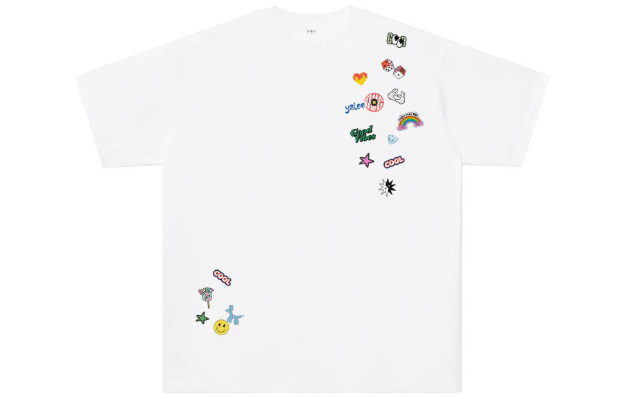 YALU T Shirts Unisex White Crew Neck Moderate Straight Fit