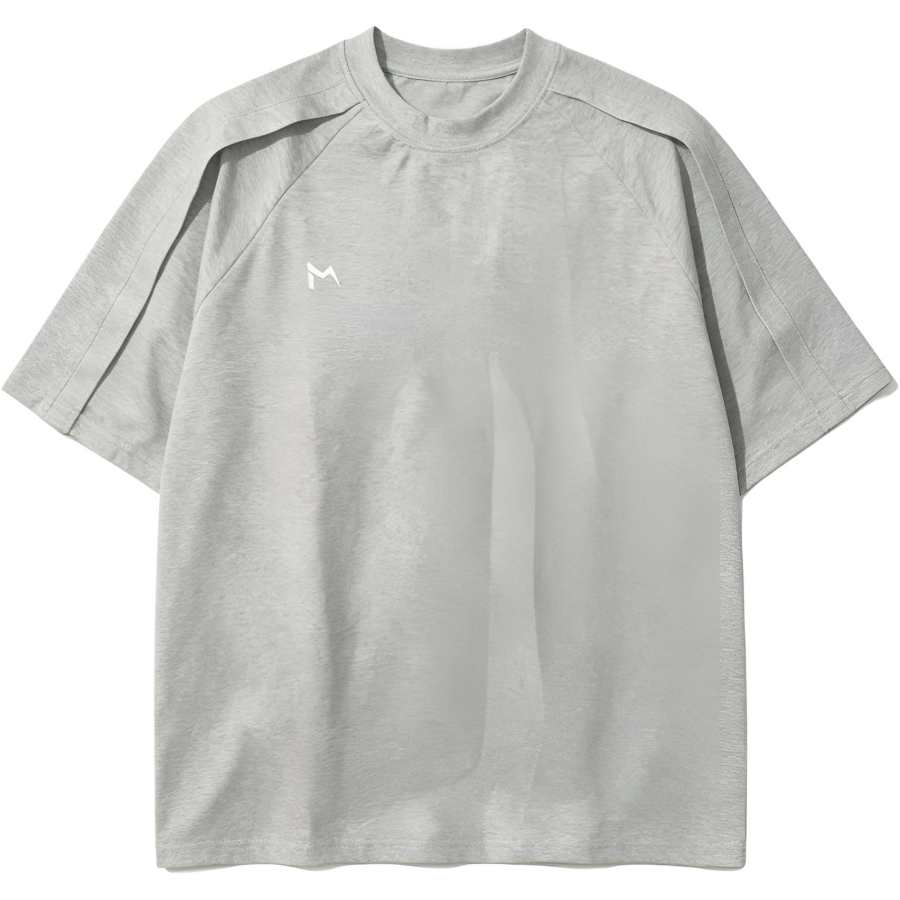 Lnga Landgre T Shirts Men's Light Gray Crew Neck Moderate Straight Fit