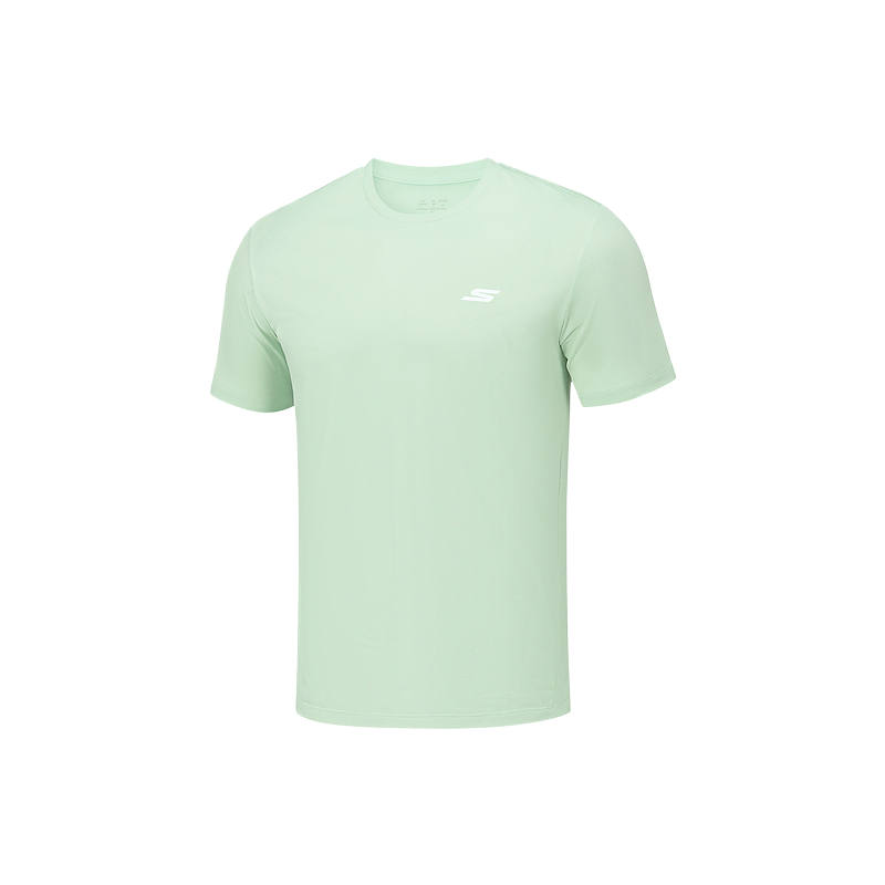 Skechers T Shirts Men's Light Aqua Green/01XB Crew Neck Moderate
