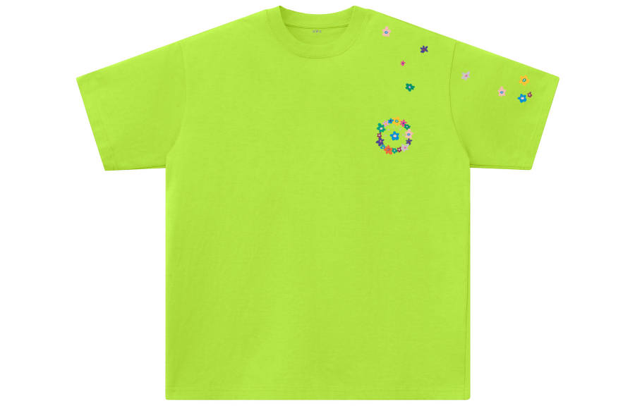 YALU T Shirts Unisex Neon Green Crew Neck Moderate Straight Fit