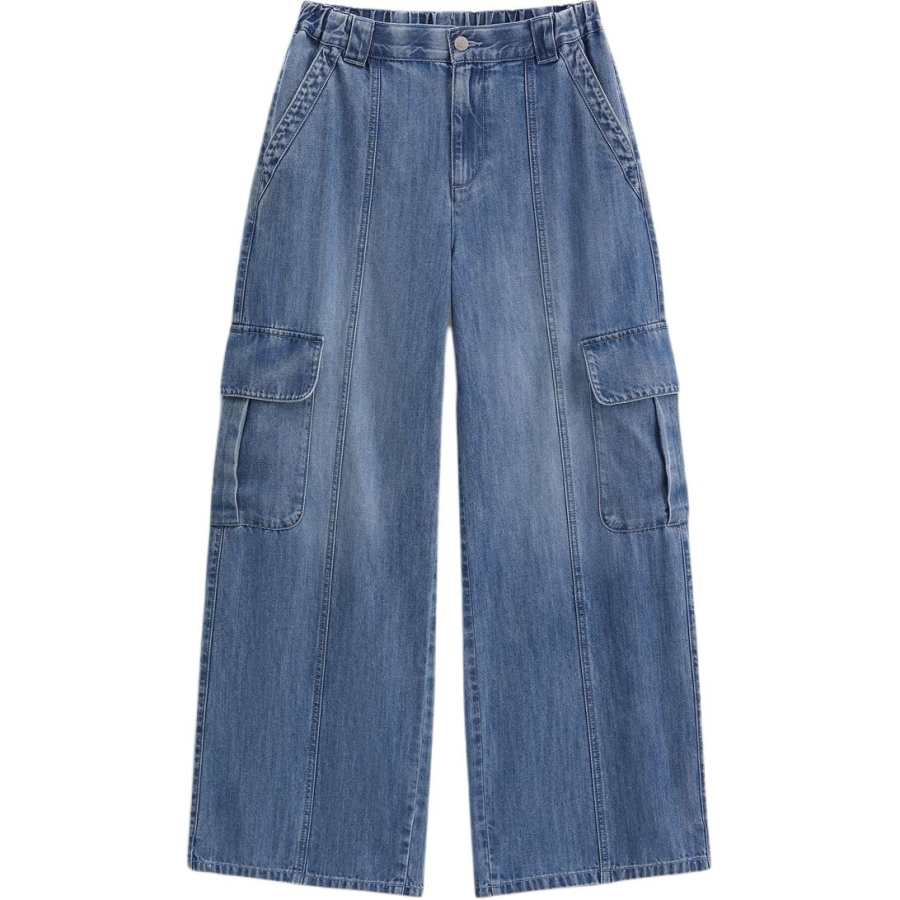 GAP Jeans Women's Blue Washed Moderate Wide Leg Pants