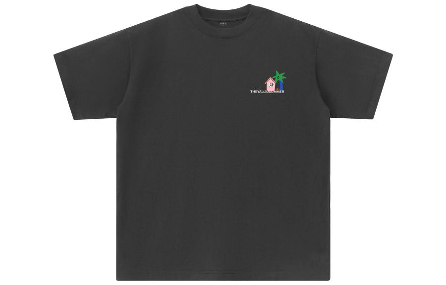 YALU T Shirts Unisex Dark Gray Crew Neck Moderate Straight Fit