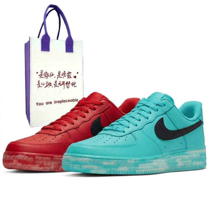 Nike Nike Air Force 1 Turquoise Red Gemstone Leather Coverage Abrasion Resistant Lightweight Slip Resistant Low top