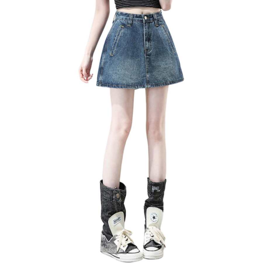 BALENO Denim Shorts Women's Blue Moderate Mock Two Piece
