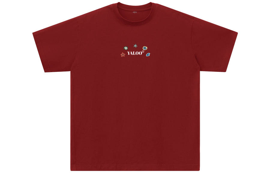 YALU T Shirts Unisex Burgundy Crew Neck Moderate Straight Fit