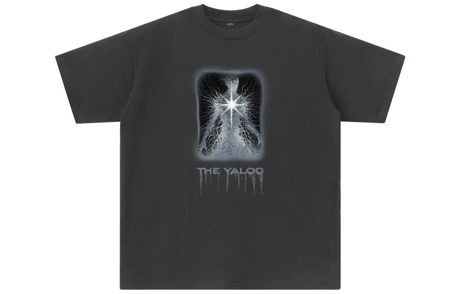 YALU T Shirts Unisex Dark Gray Crew Neck Moderate Straight Fit