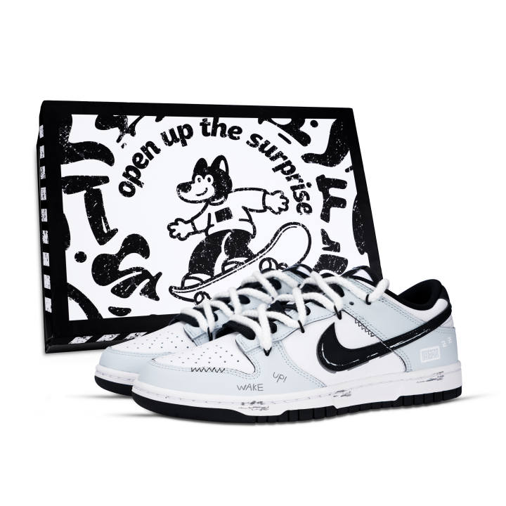 Nike Nike Dunk Black White, Ice Blue Awakening Leather Low top Skateboard Shoes Unisex Light Blue