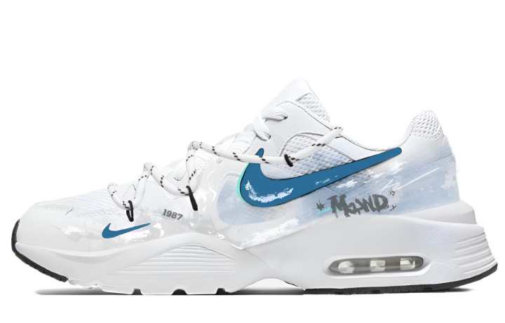 Nike Nike Air Max Fusion Mesh, Synthetic Leather Coverage Low top Casual City Commuting Running Shoes Men's White Blue