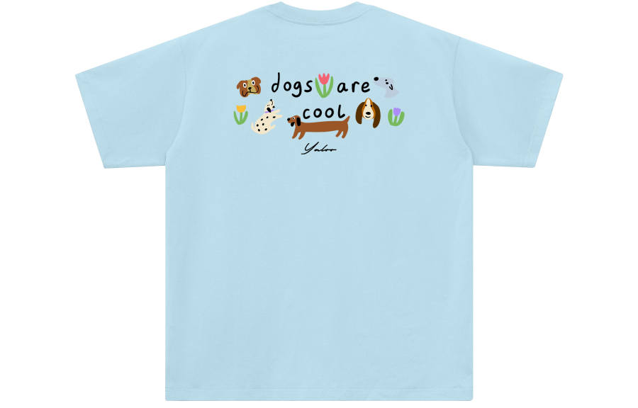 YALU T Shirts Unisex Misty Blue Crew Neck Moderate Straight Fit