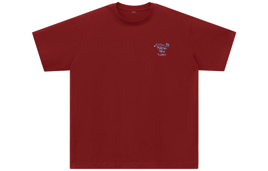 YALU T Shirts Unisex Burgundy Crew Neck Moderate Straight Fit