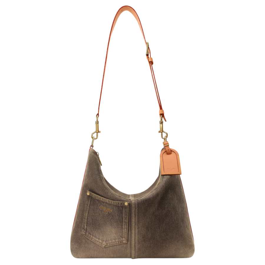 LOUIS VUITTON Denim HOBO Bag, Shoulder Bag, Crossbody Bag Men's Coffee Beans Brown