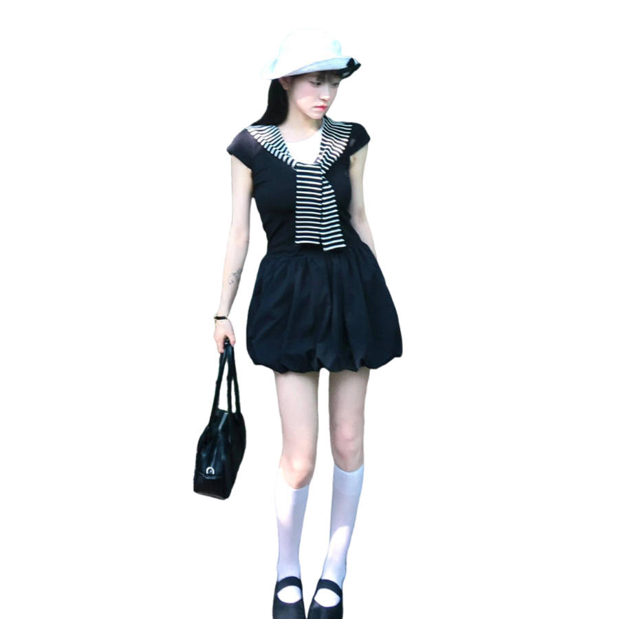 JBBCN Sleeveless Dresses Women's Black V Neck Thin Short