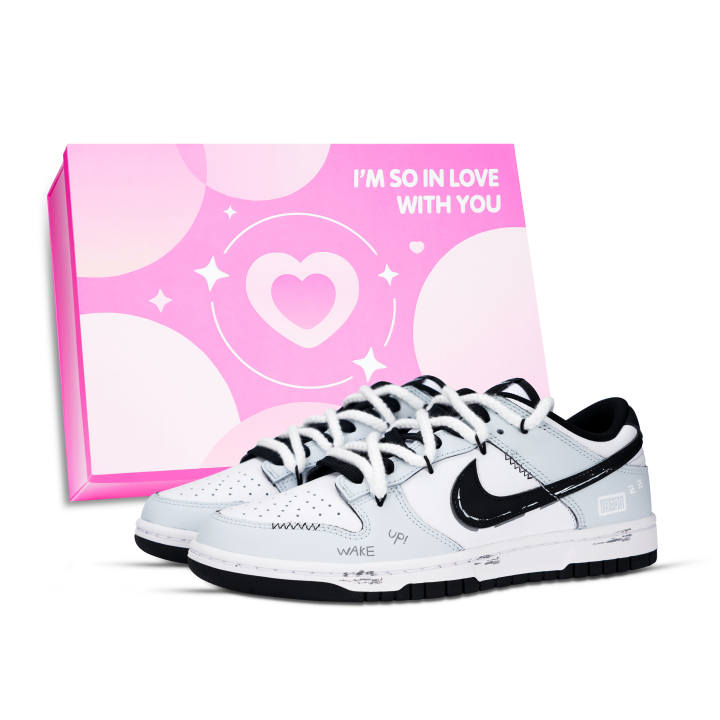 Nike Nike Dunk Black White, Ice Blue Awakening Leather Low top Skateboard Shoes Unisex Light Blue
