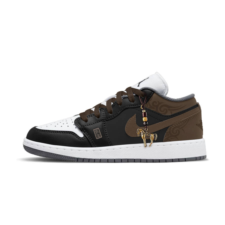 Jordan Jordan Air Jordan 1 Cloud Galloping Shadow Slip Resistant Abrasion Resistant Low top Children's Basketball Shoes