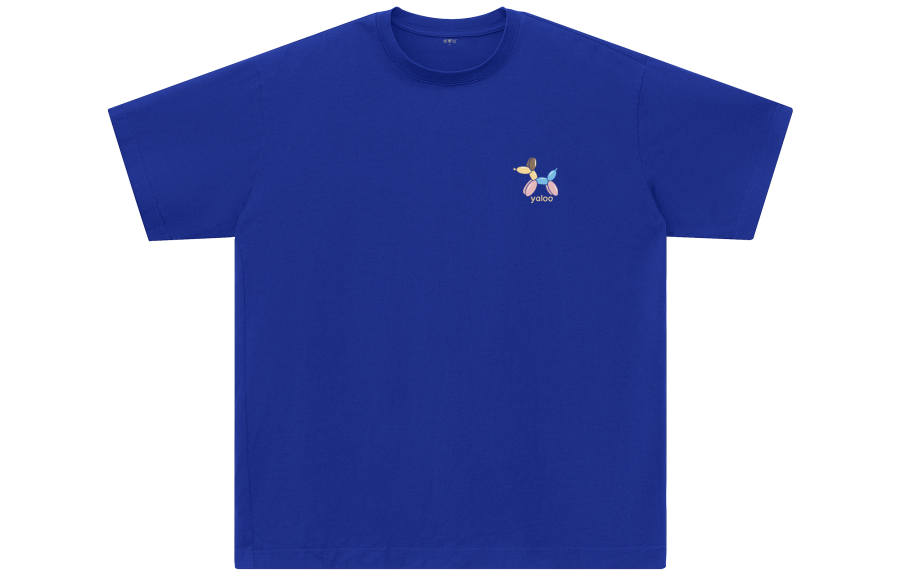 YALU T Shirts Unisex Klein Blue Crew Neck Moderate Straight Fit