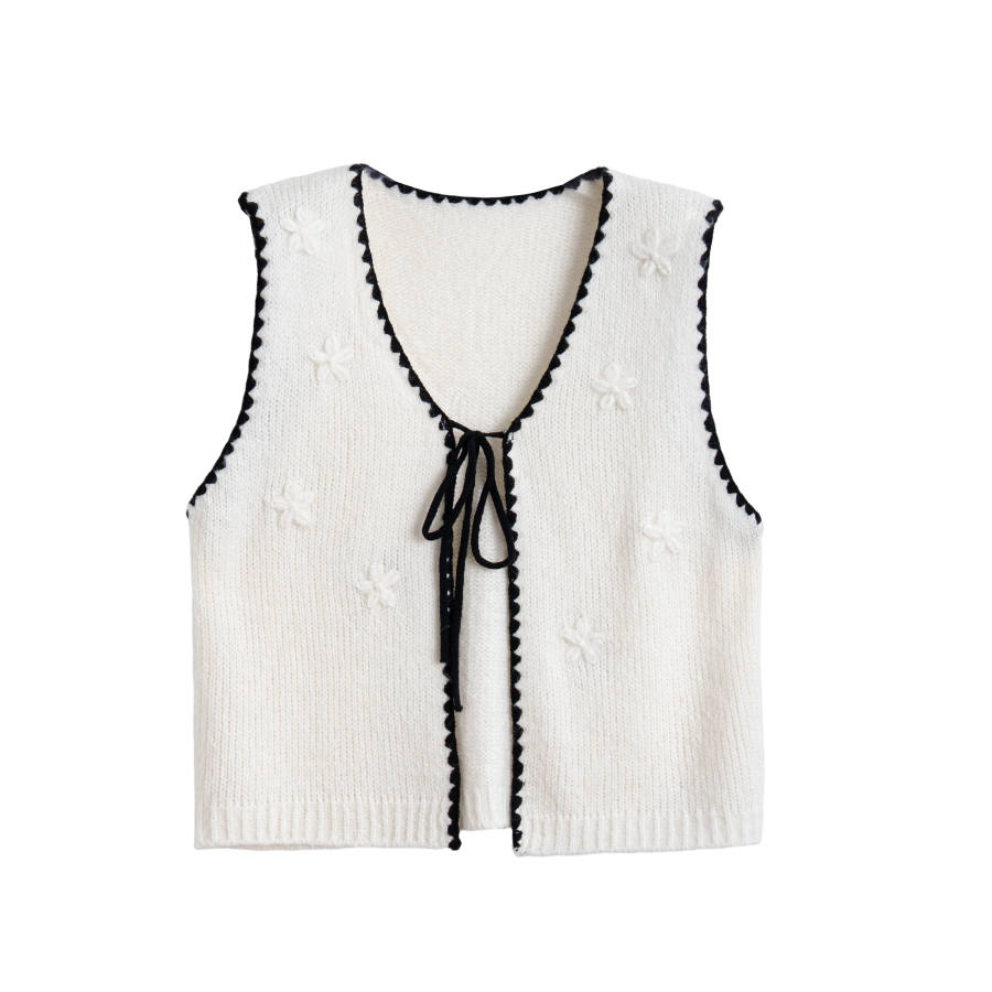 Tonlion Knitwear Women's Ecru V Neck Moderate Cardigan