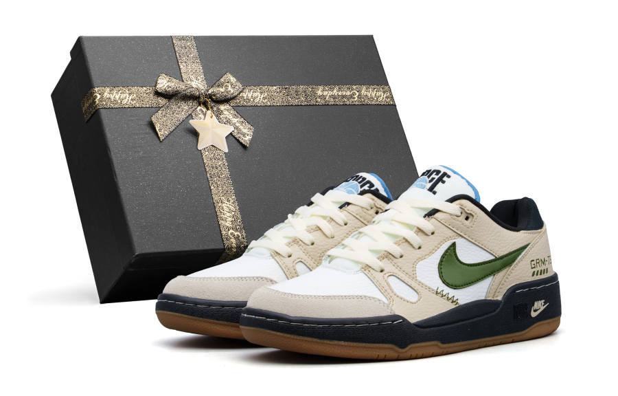 Nike Nike Full Force Leather, Suede Cushioning Low top Skateboard Shoes Unisex Beige, Green Box