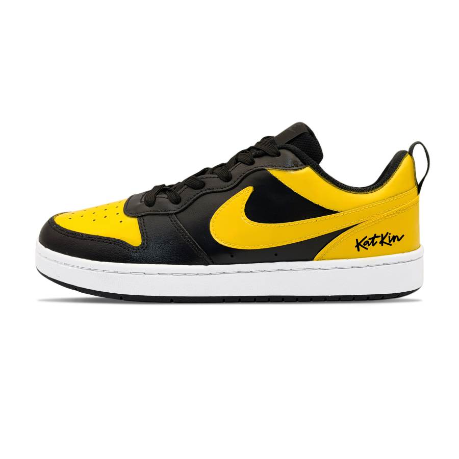 Nike Nike Court Borough Bumblebee Leather Low top Kids' Skateboarding Shoes Yellow Black Teenagers