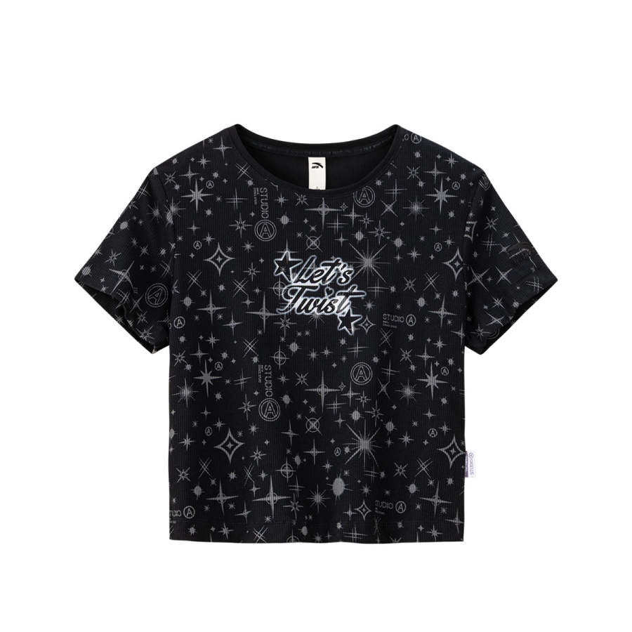 Anta Short Sleeved Knitwear Women's Basic Black