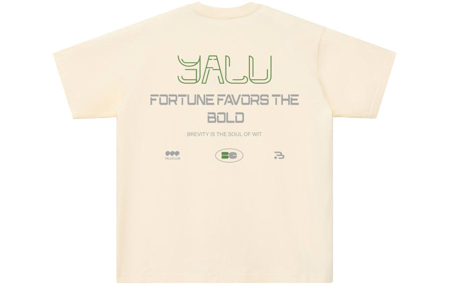 YALU T Shirts Unisex Apricot Crew Neck Moderate Straight Fit