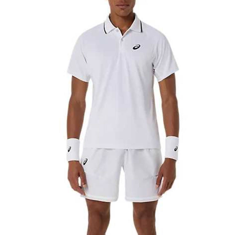 ASICS Polo Shirts Men's Bright White Polo Collar Moderate Other